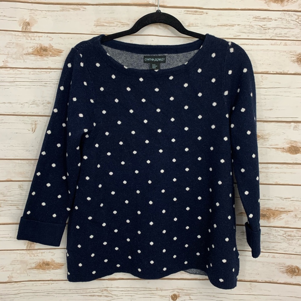 Cynthia Rowley Navy Polka Dot Sweater XS